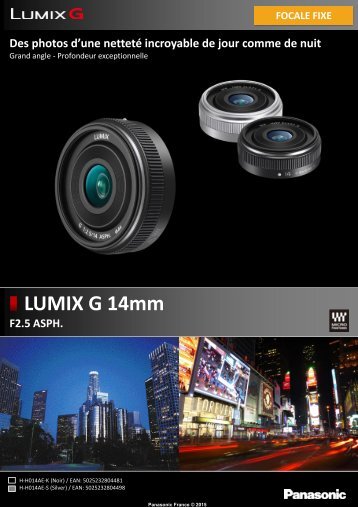 Panasonic Objectif pour Hybride Panasonic 14mm silver F2.5 ASPH. - fiche produit