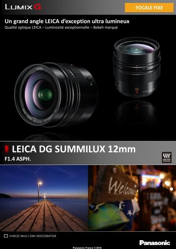 Panasonic Objectif pour Hybride Panasonic 12mm F1.4 ASPH - fiche produit