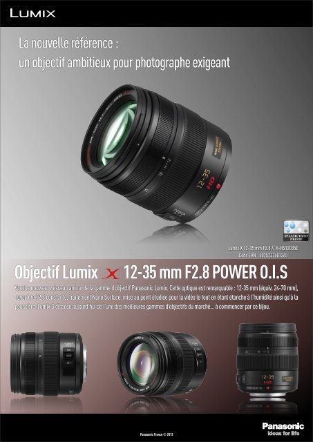 Panasonic Objectif pour Hybride Panasonic 12-35mm f/2.8 OIS Lumix G X Vario - fiche produit