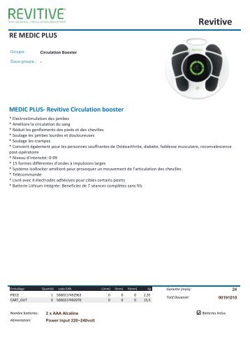 Revitive Stimulateur circulatoire Revitive Medic Plus - fiche produit