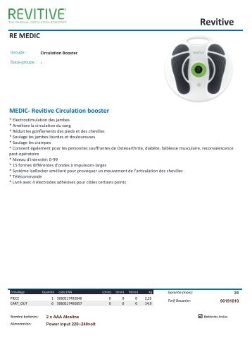 Revitive Stimulateur circulatoire Revitive Medic - fiche produit