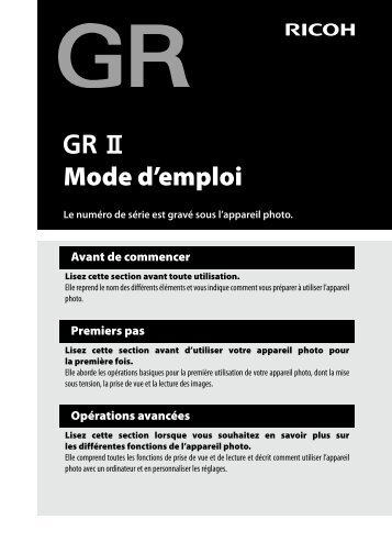 Ricoh Appareil photo Compact Ricoh GR II - notice