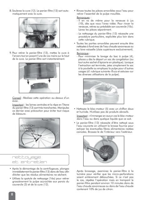 Riviera Et Bar Centrifugeuse Riviera Et Bar PR784A - notice