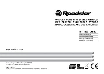 Roadstar Platine vinyle Roadstar HIF-1850TUMPK - notice