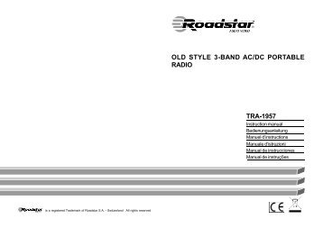 Roadstar Radio analogique Roadstar TRA-1957 WD - notice