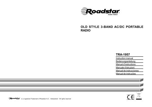 Roadstar Radio analogique Roadstar TRA-1957 WD - notice