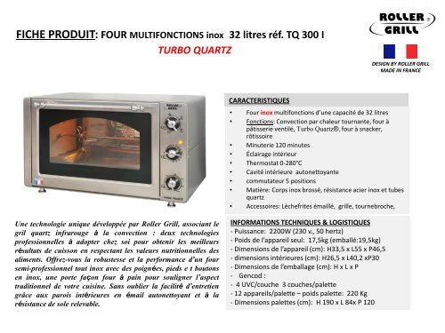 Roller Grill Mini four Roller Grill TQ300I - fiche produit