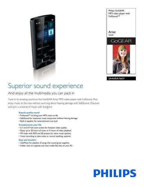 Philips GoGEAR MP3 video player - Leaflet - AEN