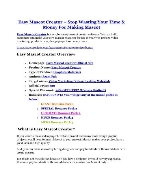 Easy Maskot Easy Mascot Creator Review-TRUST about Easy Mascot Creator cand 80% ...