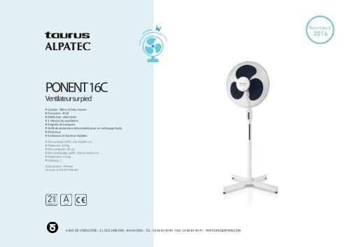 Taurus Ventilateur Taurus PONENT 16 944636000 - fiche produit