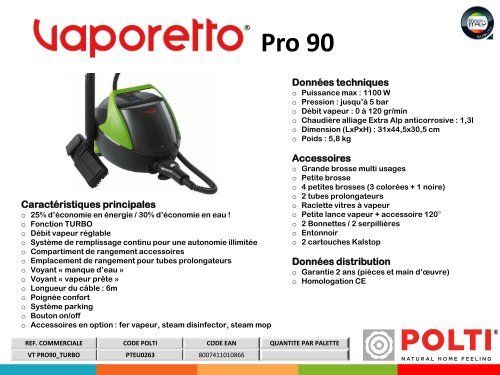 Vaporetto Nettoyeur vapeur Vaporetto PRO 90 Turbo - fiche produit