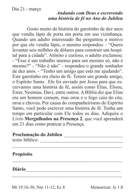 DEVOCIONAL DO JUBILEU - proclamação do jubileu