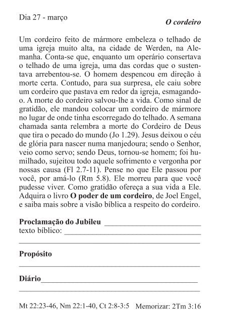 DEVOCIONAL DO JUBILEU - proclamação do jubileu