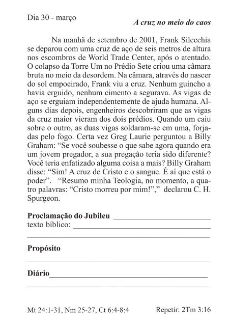 DEVOCIONAL DO JUBILEU - proclamação do jubileu