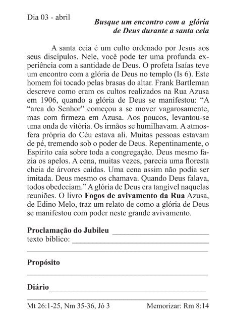 DEVOCIONAL DO JUBILEU - proclamação do jubileu