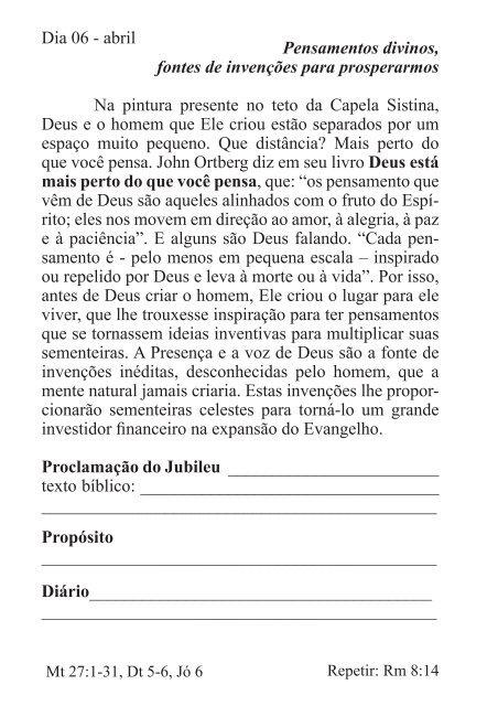 DEVOCIONAL DO JUBILEU - proclamação do jubileu