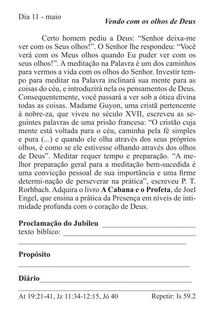 DEVOCIONAL DO JUBILEU - proclamação do jubileu