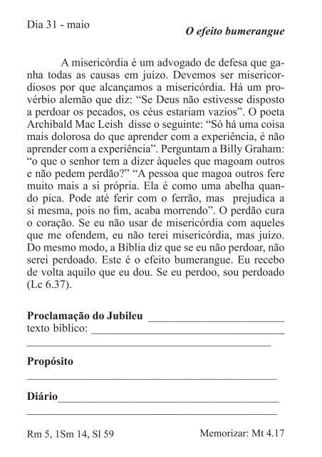 DEVOCIONAL DO JUBILEU - proclamação do jubileu