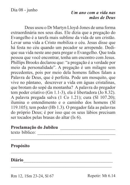 DEVOCIONAL DO JUBILEU - proclamação do jubileu