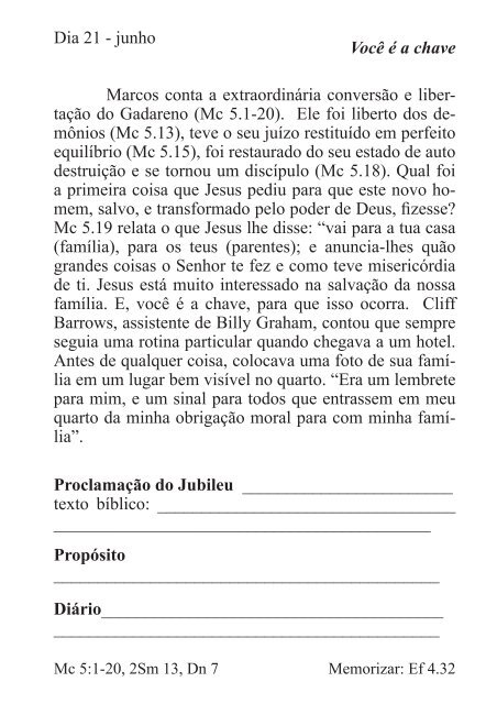 DEVOCIONAL DO JUBILEU - proclamação do jubileu