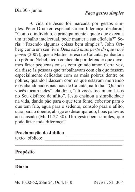 DEVOCIONAL DO JUBILEU - proclamação do jubileu