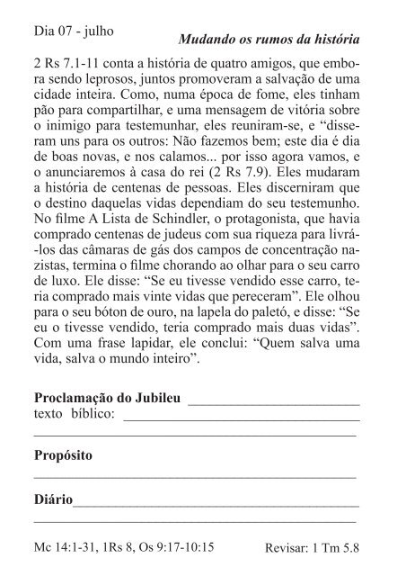 DEVOCIONAL DO JUBILEU - proclamação do jubileu