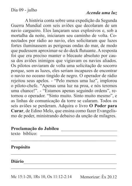 DEVOCIONAL DO JUBILEU - proclamação do jubileu