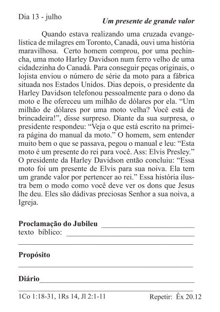 DEVOCIONAL DO JUBILEU - proclamação do jubileu