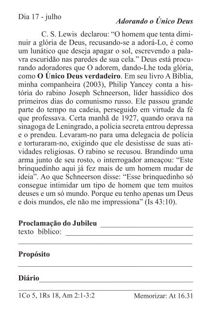 DEVOCIONAL DO JUBILEU - proclamação do jubileu