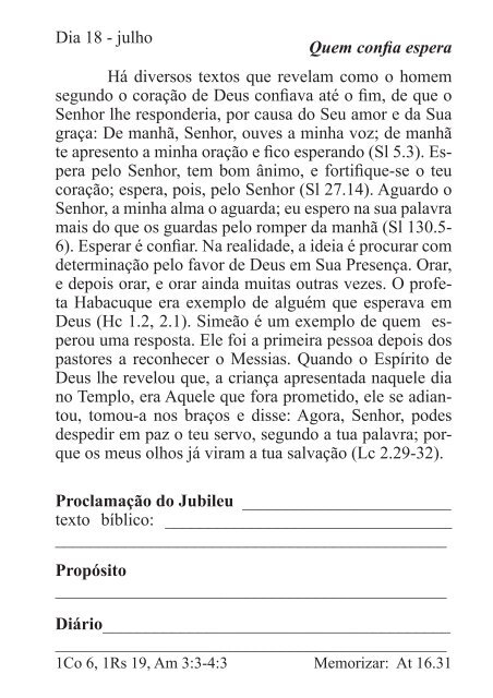 DEVOCIONAL DO JUBILEU - proclamação do jubileu