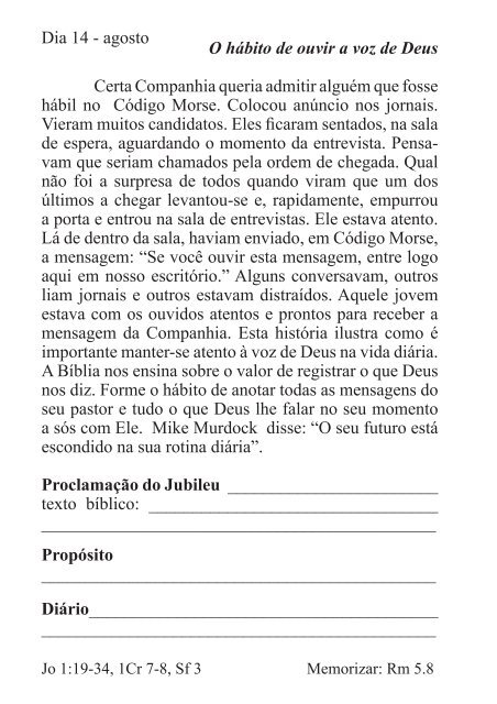 DEVOCIONAL DO JUBILEU - proclamação do jubileu