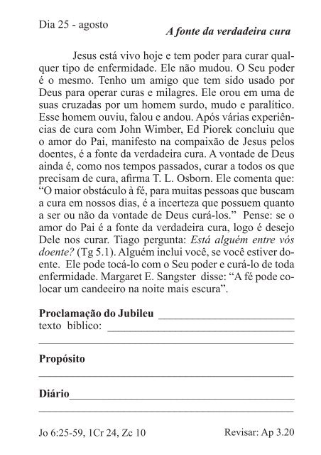 DEVOCIONAL DO JUBILEU - proclamação do jubileu