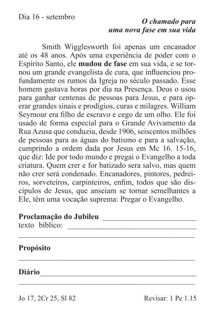 DEVOCIONAL DO JUBILEU - proclamação do jubileu