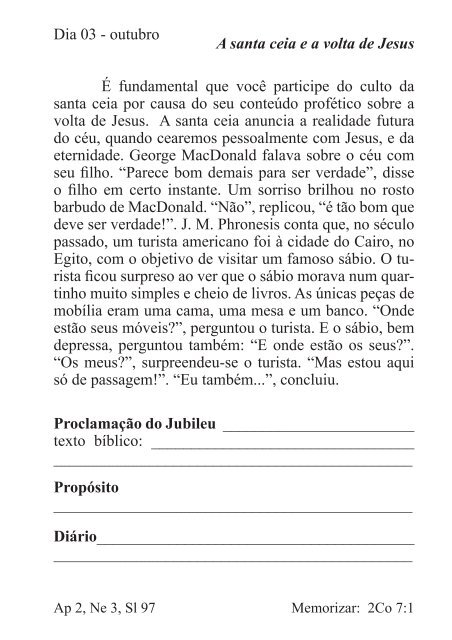 DEVOCIONAL DO JUBILEU - proclamação do jubileu