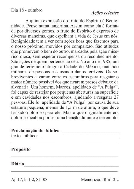 DEVOCIONAL DO JUBILEU - proclamação do jubileu