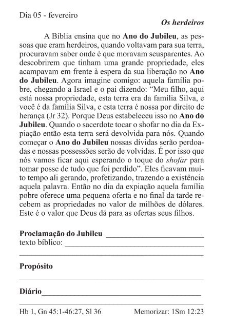 DEVOCIONAL DO JUBILEU - proclamação do jubileu