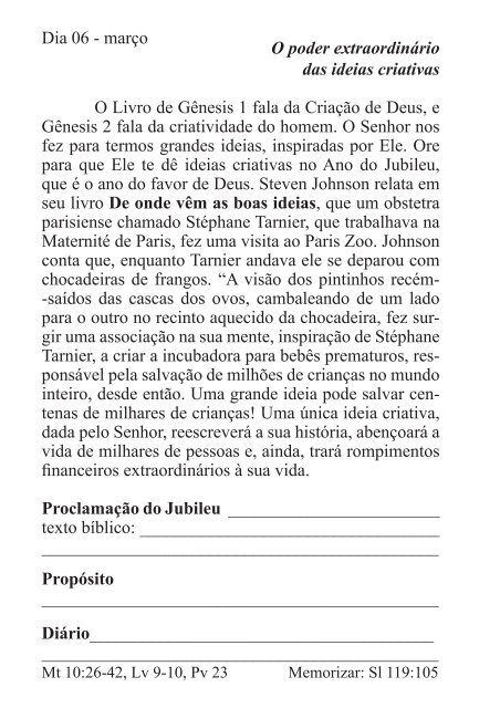 DEVOCIONAL DO JUBILEU - proclamação do jubileu