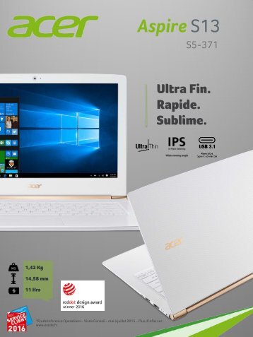 Acer Ordinateur portable Acer Aspire S5-371-55TE blanc - fiche produit