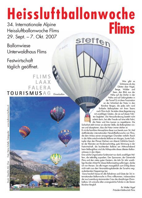 34. Internationale Alpine Heissluftballonwoche Flims Das Programm