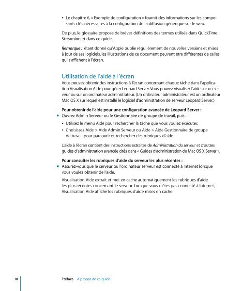 Apple Mac OS X Server v10.5 Leopard - Administration de QuickTime Streaming et Broadcasting - Mac OS X Server v10.5 Leopard - Administration de QuickTime Streaming et Broadcasting