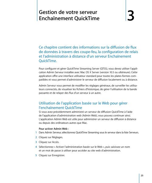 Apple Mac OS X Server v10.5 Leopard - Administration de QuickTime Streaming et Broadcasting - Mac OS X Server v10.5 Leopard - Administration de QuickTime Streaming et Broadcasting