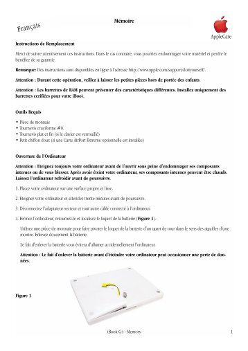 Apple iBook G4 et iBook G4 (dÃ©but 2004) - MÃ©moire - Instructions de Remplacement - iBook G4 et iBook G4 (dÃ©but 2004) - MÃ©moire - Instructions de Remplacement