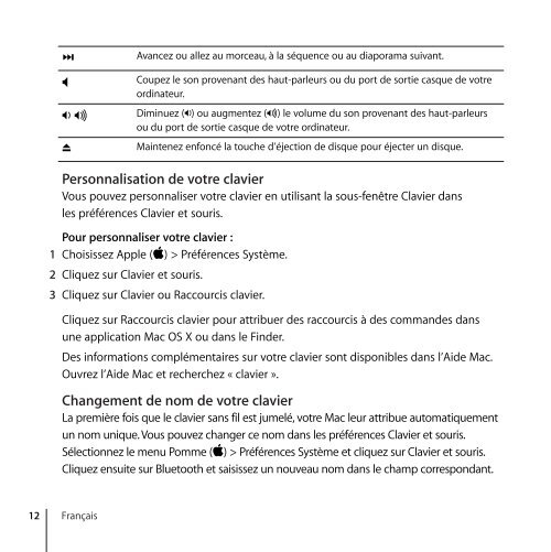 Apple Apple Wireless Keyboard (2007) - Guide de l&rsquo;utilisateur - Apple Wireless Keyboard (2007) - Guide de l&rsquo;utilisateur