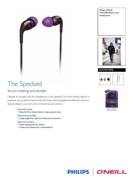 Philips O'Neill THE SPECKED in ear headphones - Leaflet - AEN