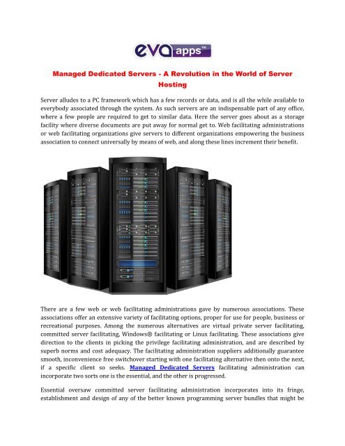 Managed Dedicated Servers - A Revolution in the World of Server Hosting