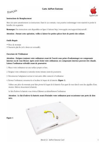 Apple iBook G4 et iBook G4 (dÃ©but 2004) - Carte AirPort Extreme - Instructions de Remplacement - iBook G4 et iBook G4 (dÃ©but 2004) - Carte AirPort Extreme - Instructions de Remplacement