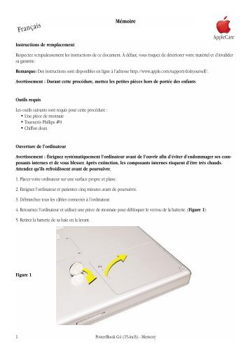 Apple PowerBook G4 (15 pouces, FireWire 800) - MÃ©moire - Instructions de remplacement - PowerBook G4 (15 pouces, FireWire 800) - MÃ©moire - Instructions de remplacement