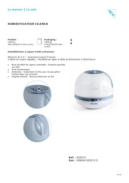 Beaba Humidificateur Beaba 920313 Silenso mineral - fiche produit