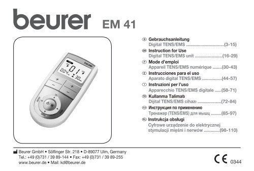 Beurer Electrostimulation Beurer EM41 - notice