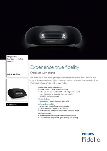 Philips Fidelio SoundCurve wireless speaker - Leaflet - AEN